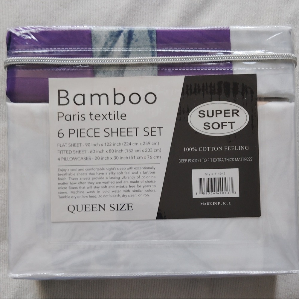 Paris Textile Organic Earth 2000 Series Queen Sheet Set Bamboo Floral Deep